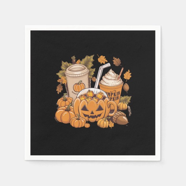 Fall Family Halloween Thanksgiving Cute Autumn Napkins (Front)