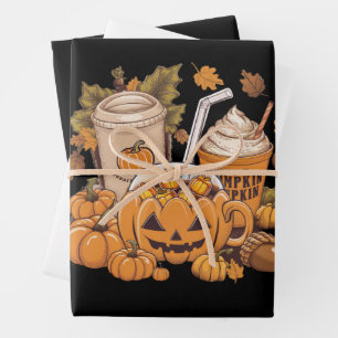 Fall Family Halloween Thanksgiving Cute Autumn Wrapping Paper Sheets