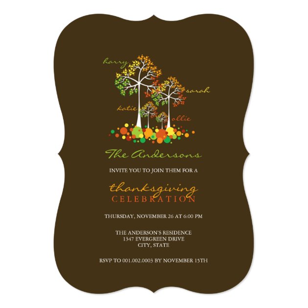 Fall Family Tree Photo Thanksgiving Dinner Invite