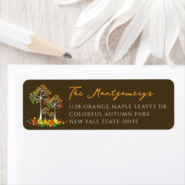 Fall Family Trees Autumn Thanksgiving Address Label (Insitu)