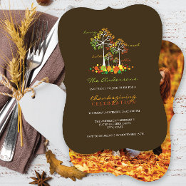 Fall Family Trees Thanksgiving Dinner Party Photo Invitation