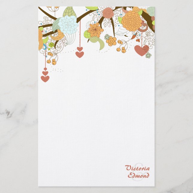 Fall Fantasy Floral Personalized Stationery (Front)