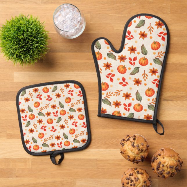 Fall Fantasy Oven Mitt & Pot Holder Set (Top Down)