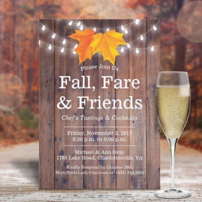Fall, Fare & Friends Autumn Leaves String Lights Invitation (Creator Uploaded)