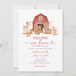 Fall Farm Animals Baby Shower Invitation