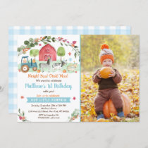 Fall Farm Pumpkin Boy Birthday Invitation