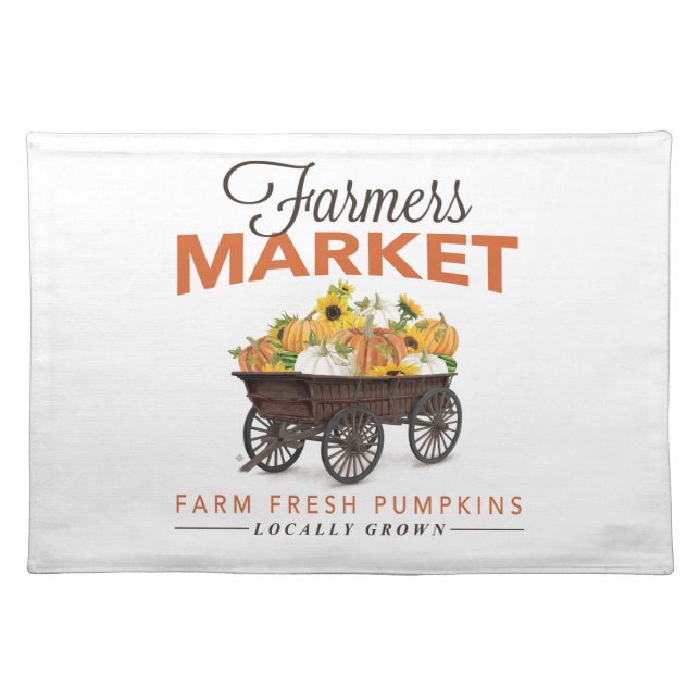 FALL FARMERS MARKET PUMPKIN AND SUNFLOWERS CLOTH PLACEMAT (Front)