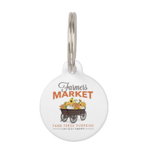 FALL FARMERS MARKET PUMPKIN AND SUNFLOWERS PET ID TAG