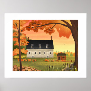 Fall Farmhouse Autumn Pumpkin Art Print