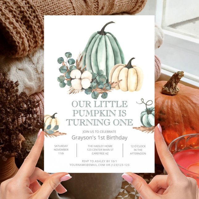 Fall Farmhouse Pumpkin 1st Birthday Invitation (Creator Uploaded)