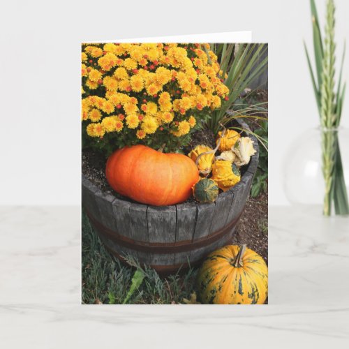 Fall Farmstand Pumpkin Flowers Photo Card