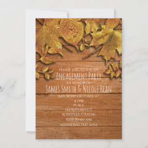 Fall Faux Gold Leaf Art Elegant Autumn Invitations
