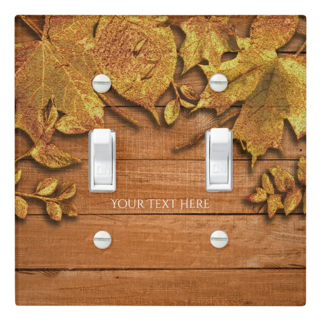 Fall Faux Gold Leaf Art Elegant Autumn Light Switch Cover (In Situ)