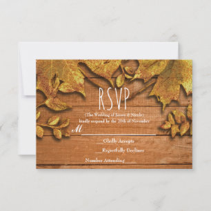Fall Faux Gold Leaf Art Elegant Autumn RSVP