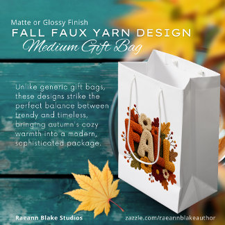 Fall Faux Yarn Design Gift Bag