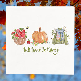 Fall Favorite Things Apples, Pumpkin, Sweater Napkins