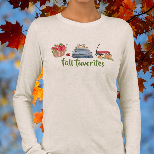 Fall Favorites Apples Books Red Wagon Pumpkins Tri-Blend Shirt (Creator Uploaded)