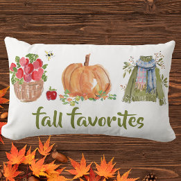 Fall Favorites Apples, Pumpkin, Sweater Lumbar Pillow