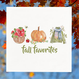 Fall Favorites Watercolor Apple Pumpkin Sweater Napkins