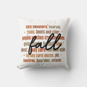 Fall Favorites Word Art Throw Pillow