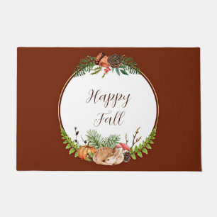 Fall fawn and nature with customizable text  doormat