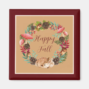 Fall fawn and nature with customizable text magnet