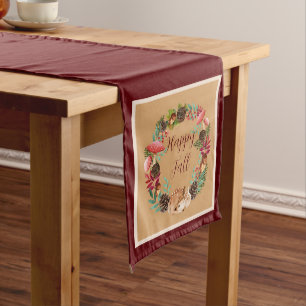 Fall fawn and nature with customizable text medium table runner