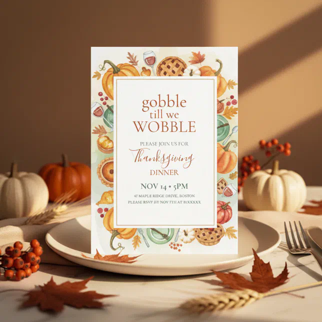 Fall Feast Frame Thanksgiving Invitation | Zazzle