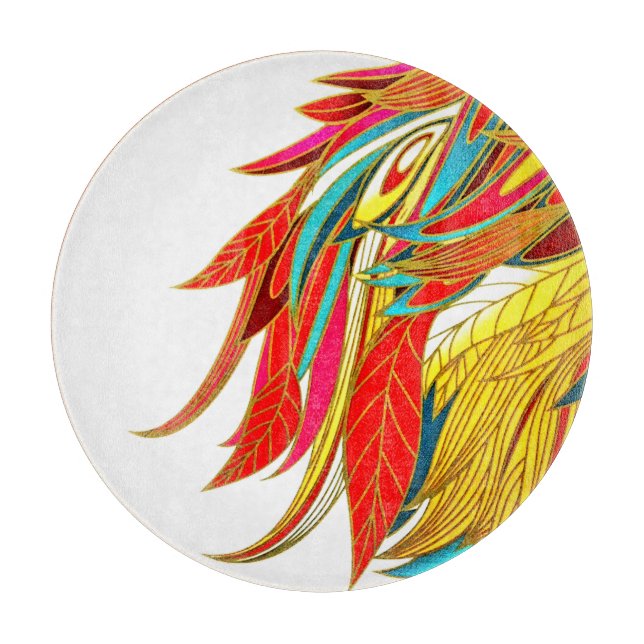 Fall Feather elegant colorful abstract art Cutting Board (Front)