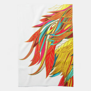 Fall Feather elegant colorful abstract art Kitchen Towel