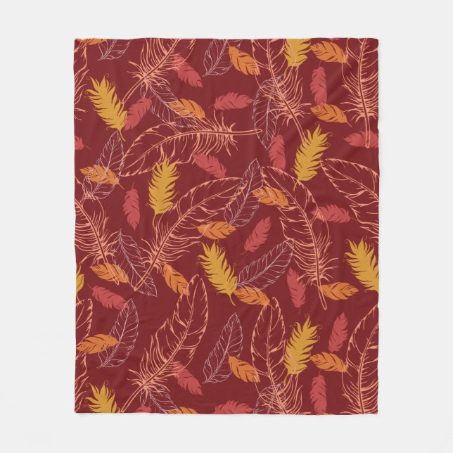 Fall Feathers Fleece Blanket (Front)