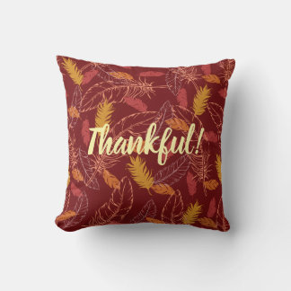 Fall Feathers Thankful/Blessed Throw Pillow
