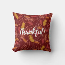 Fall Feathers Thankful/Blessed Throw Pillow