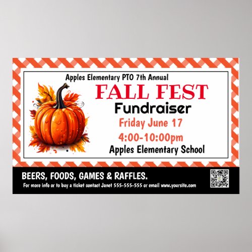 Fall fest Fundraiser PTO PTA Church Banner Poster