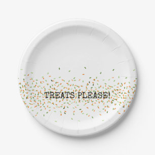 Fall Fest Halloween TREATS PLEASE Candy Sprinkles Paper Plates
