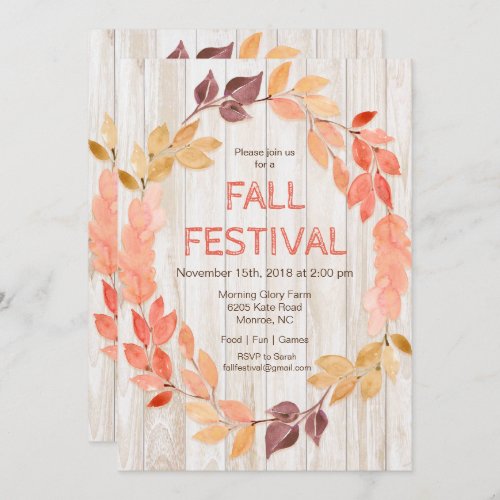 Fall Festival Autumn Leaves Invitation