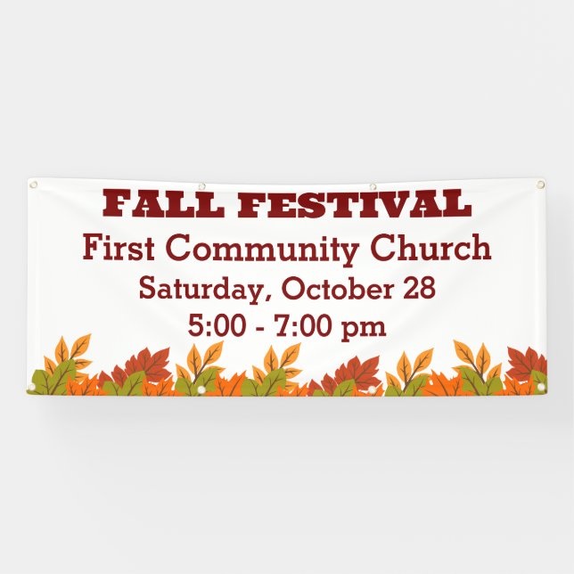 Fall Festival Autumn Leaves Themed Community Event Banner (Horizontal)