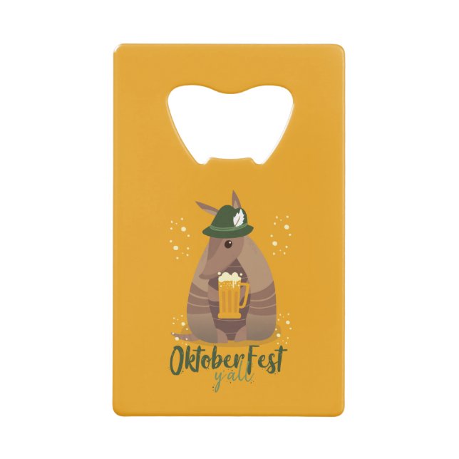 Fall Festival Beer Drinking Armadillo Texas  Credit Card Bottle Opener (Front)