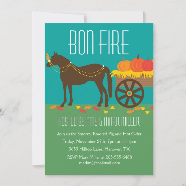 Fall Festival Bon Fire Party Invitations (Front)