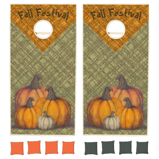 Fall Festival Event Pumpkin Cornhole Set (Set)