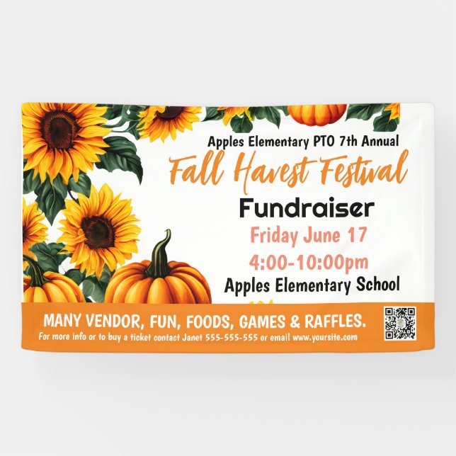 FALL FESTIVAL Fundraiser PTO PTA Church Banner (Horizontal)