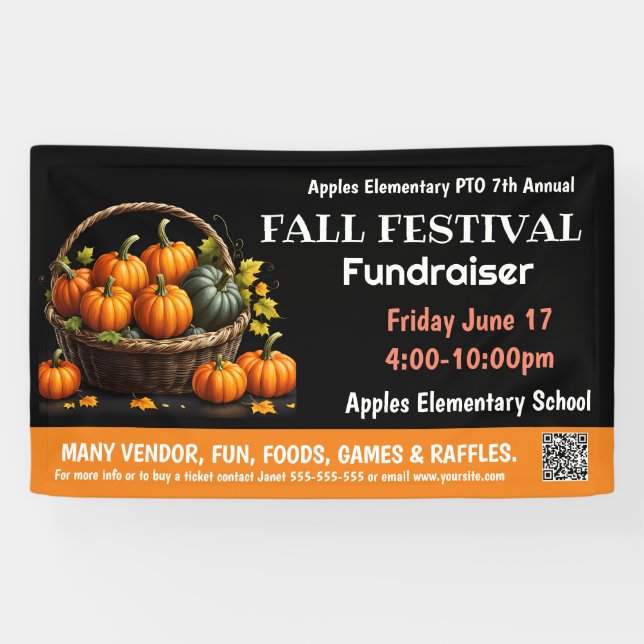 FALL FESTIVAL Fundraiser PTO PTA Church Banner (Horizontal)