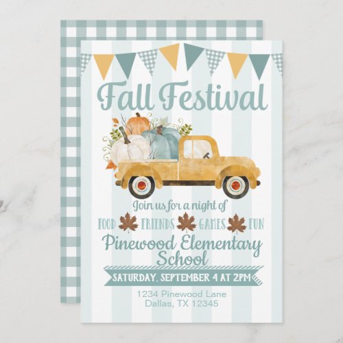 Fall Festival Invitation Rustic Truck