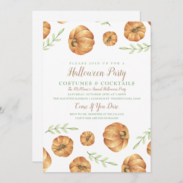 Fall Festival Pumpkin Invitation (Front/Back)