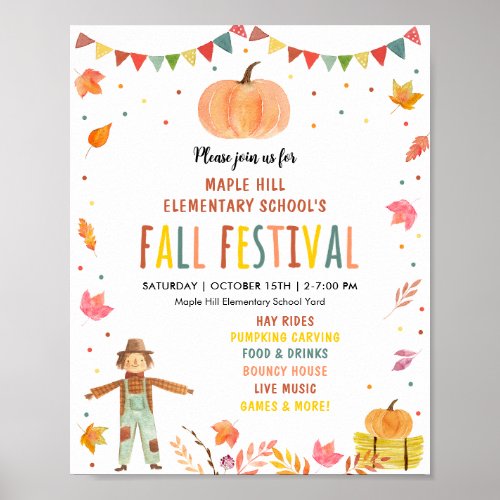 Fall Festival Pumpkin Leaf Poster