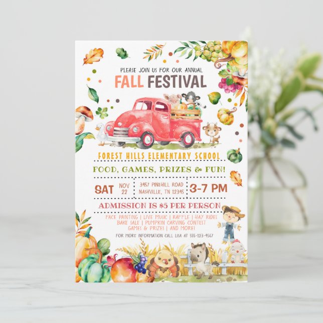 Fall Festival Pumpkin Truck Invitation (Standing Front)