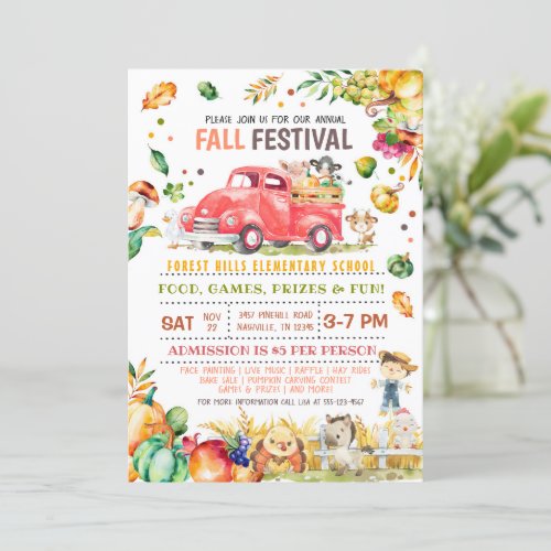 Fall Festival Pumpkin Truck Invitation