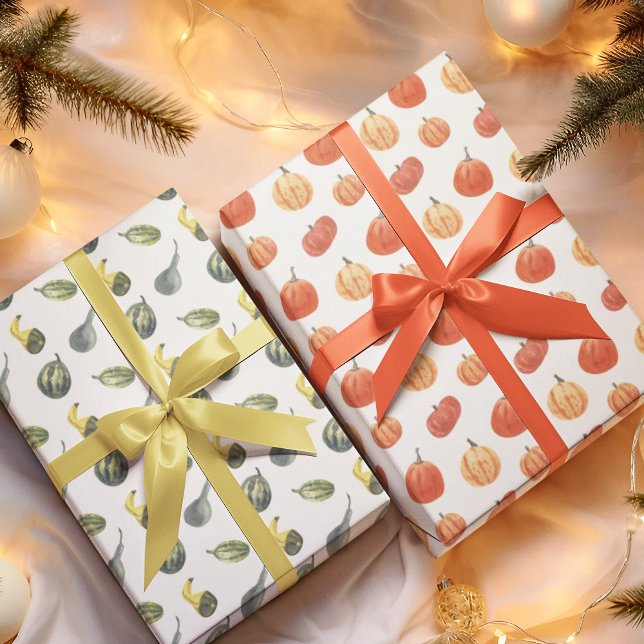 Fall Fete Autumn Party Colorful Pumpkins wrapping  Paper Sheets (Creator Uploaded)