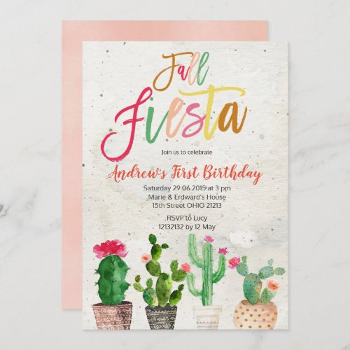 Fall Fiesta First Birthday invitation