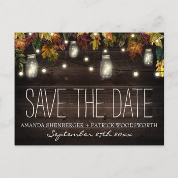 Fall Firefly Mason Jar Wedding Save The Date Cards by RusticWeddings at Zazzle